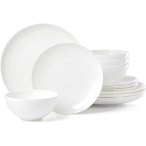 Lenox Dinnerware Set, Studio 1414 Coupe 12-Piece Set, Service For 4, Bone China Material, Dishwasher & Microwave Safe, Home And Kitchen, Kitchen And Dining, Plates And Bowls Sets (White, 12 Pieces)