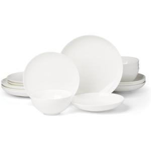 Lenox Dinnerware Set, Studio 1414 Coupe 16-Piece Set, Service For 4, Bone China Material, Dishwasher & Microwave Safe, Home And Kitchen, Kitchen And Dining, Plates And Bowls Sets (White, 16 Pieces)