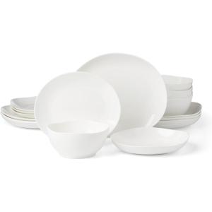 Lenox Dinnerware Set, Studio 1414 Curve 16-Piece Set, Service For 4, Bone China Material, Dishwasher & Microwave Safe, Home And Kitchen, Kitchen And Dining, Plates And Bowls Sets (White, 16 Pieces)