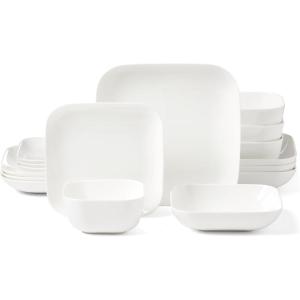 Lenox Dinnerware Set, Studio 1414 Square 16-Piece Set, Service For 4, Bone China Material, Dishwasher & Microwave Safe, Home And Kitchen, Kitchen And Dining, Plates And Bowls Sets (White, 16 Pieces)