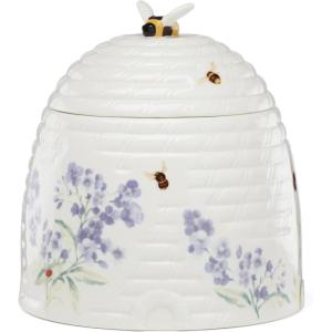 Lenox Home And Kitchen, Butterfly Meadow Beehive Candy Jar, Porcelain Material, Candy Bowl, Dishwasher Safe, Kitchen And Dining, Butterfly And Flowers, Pantry Storage, Table Decor (White, 1 Piece)