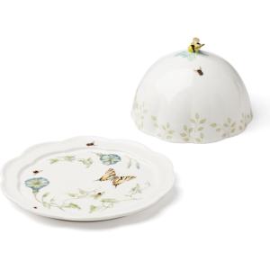 Lenox Home And Kitchen, Butterfly Meadow Beehive Covered Butter Dish, Porcelain Material, Butter Dish With Lid For Countertop, Kitchen Decor And Accessories, Butterfly And Flowers (White, 1 Piece)