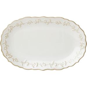 Lenox Home And Kitchen, Homespun Hors D’Oeuvres Tray, Stoneware Material, Serving Tray, Dishwasher And Microwave Safe, Snacks Fruit, Serving, Thistle Design (White, 1 Piece, 13.7 Inch L X 8.89 Inch W)