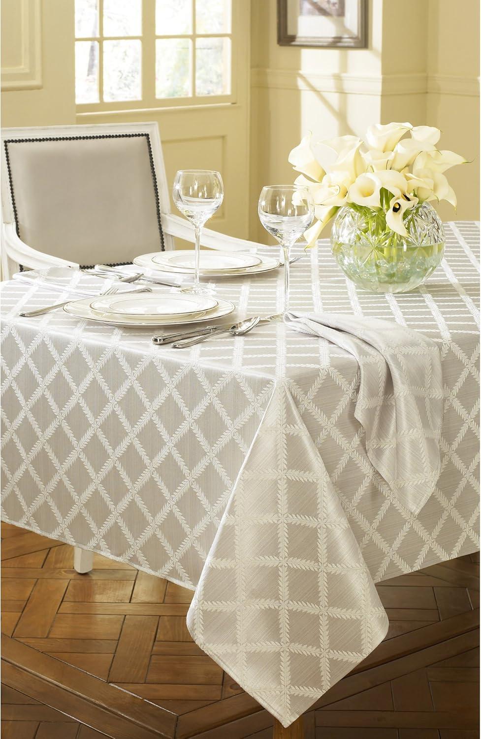 imageLenox Laurel Leaf Platinum Tablecloth 70by122 Inch Oblong RectangularPlatinum