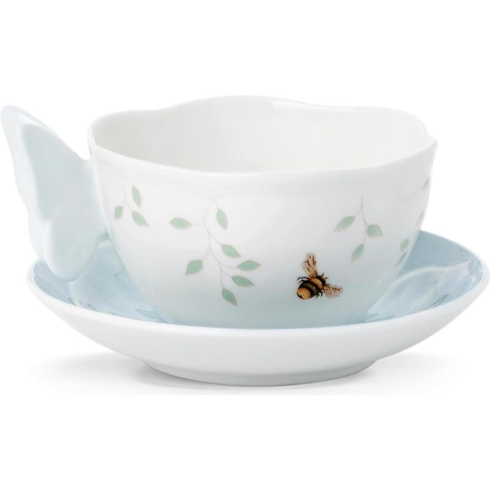 imageLenox Butterfly Meadow Figural Cup and Saucer Set YellowCup and Saucer Blue