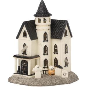 Lenox Vintage Halloween Light-Up Manor Figurine, 8.25-Inch, Porcelain Haunted House, Halloween Decor Indoor, Pumpkins, Ghost, Fall Decor Spooky Table Decoration (1 Piece) 3 AAA Batteries Not Included