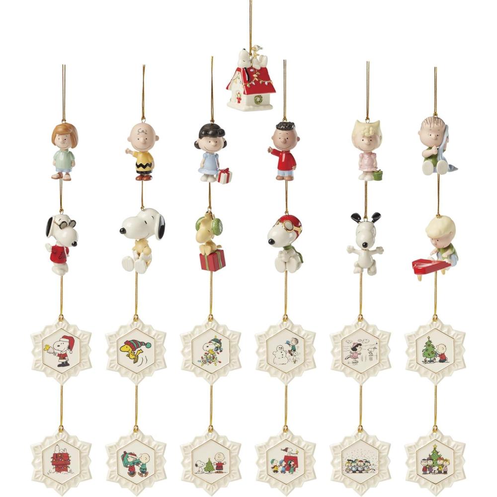 imageLenox 897745 Peanuts Advent Calendar Christmas Ornaments 2025 Holiday Decorations 25Piece Ornament Set