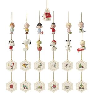 Lenox 897745 Peanuts Advent Calendar, Christmas Ornaments, 2025, Holiday Decorations, 25-Piece Ornament Set