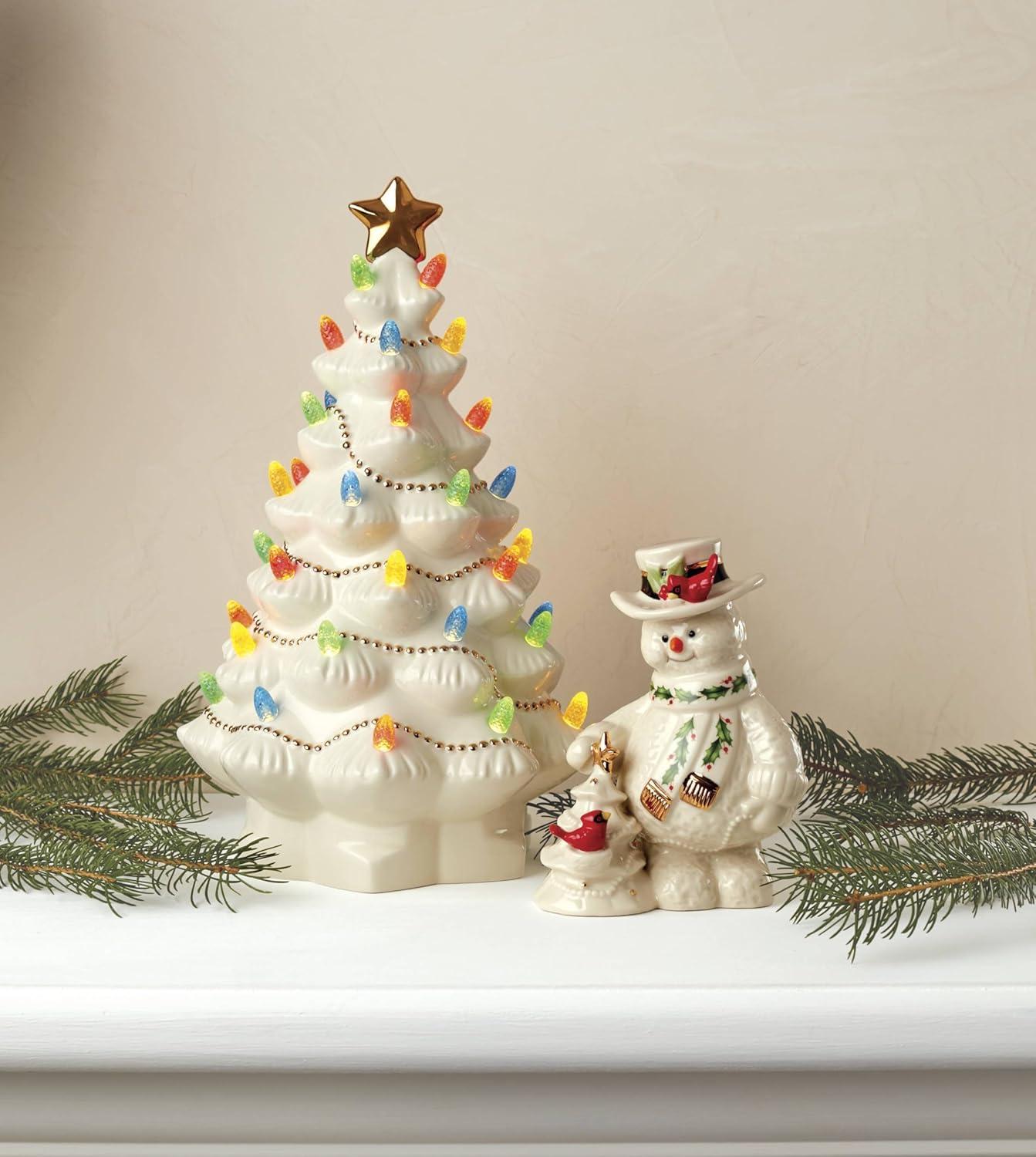 imageLenox 894469 Treasured Traditions Tree with Flying Santa Christmas amp Holiday DecorLit Tree Ivory