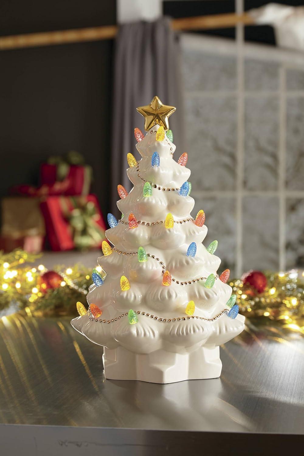 imageLenox 894469 Treasured Traditions Tree with Flying Santa Christmas amp Holiday DecorLit Tree Ivory