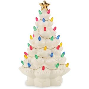 Lenox 894469 Treasured Traditions Tree with Flying Santa, Christmas & Holiday Decor(Lit Tree  Ivory)