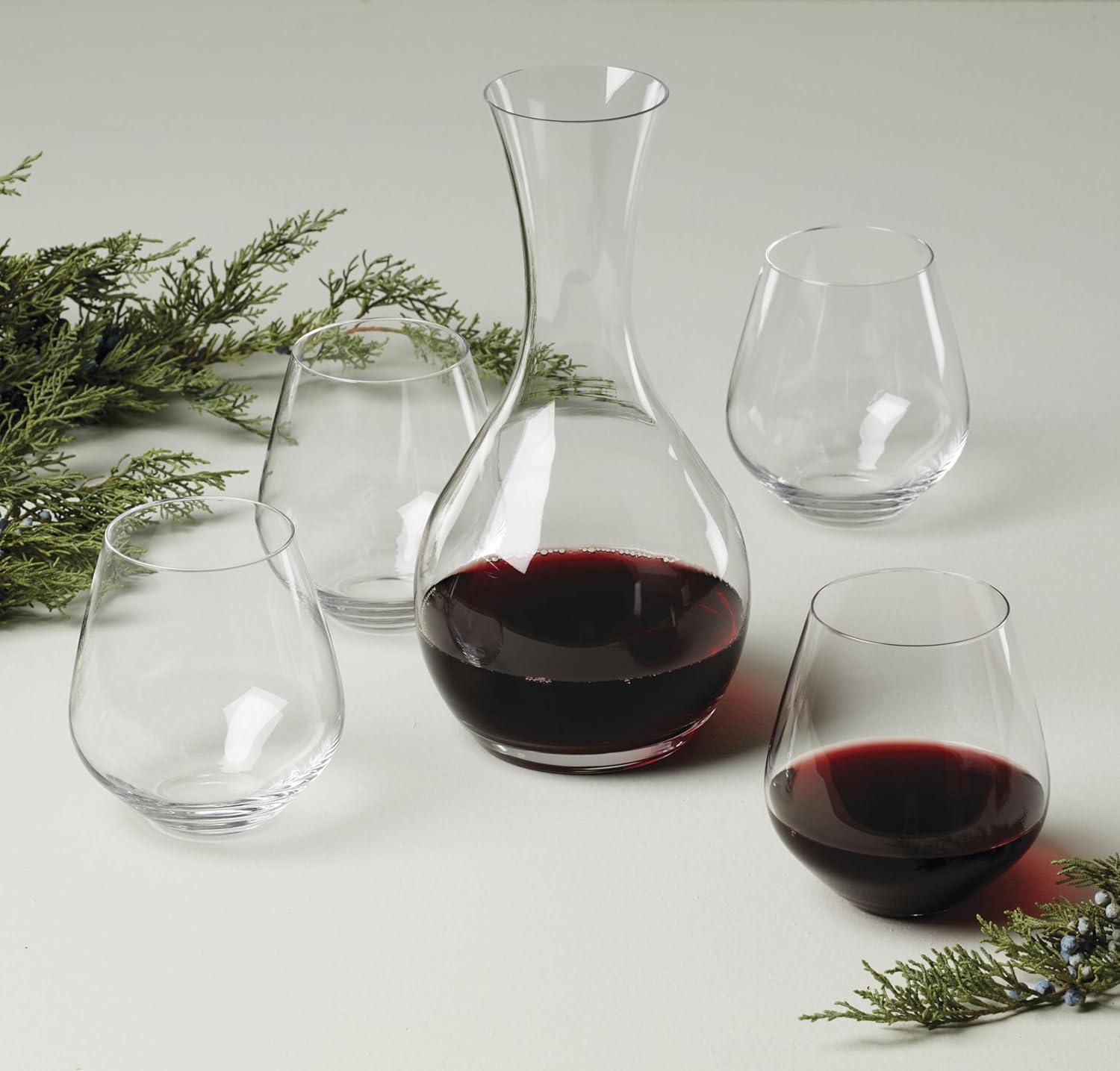 imageLenox 893690 Tuscany Classics 5Piece Decanter amp Glass SetDecanter With 4 Stemless Wine Glasses