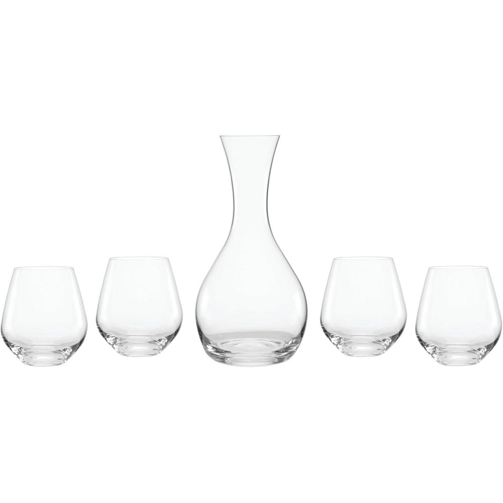 imageLenox 893690 Tuscany Classics 5Piece Decanter amp Glass SetDecanter With 4 Stemless Wine Glasses