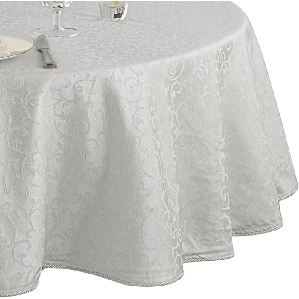 imageLenox Opal Innocence 70 Round White Tablecloth Machine Washable WrinkleResistant Table Cover WhitePlatinum