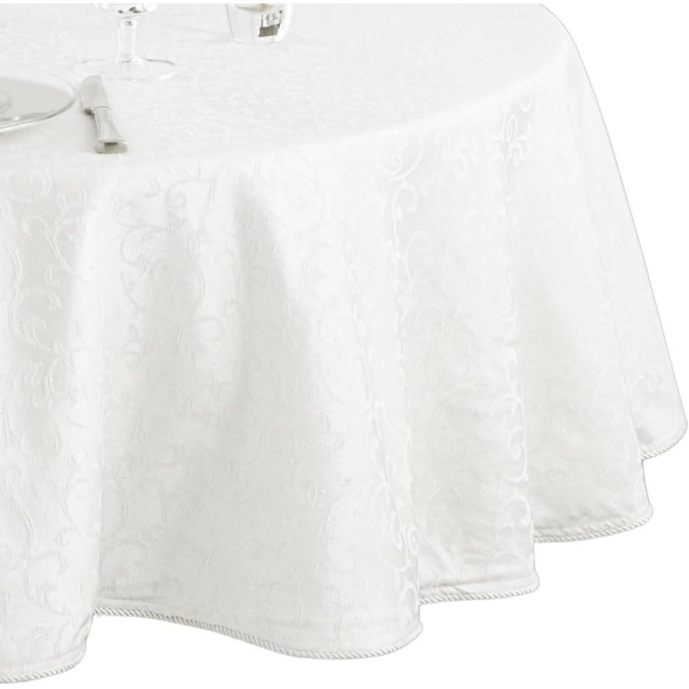 imageLenox Opal Innocence 70 Round White Tablecloth Machine Washable WrinkleResistant Table Cover WhiteWhite
