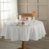 Lenox Opal Innocence 70” Round White Tablecloth – Machine Washable, Wrinkle-Resistant, Table Cover – White(Platinum)