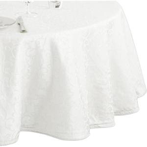 Lenox Opal Innocence 70” Round White Tablecloth – Machine Washable, Wrinkle-Resistant, Table Cover – White(White)