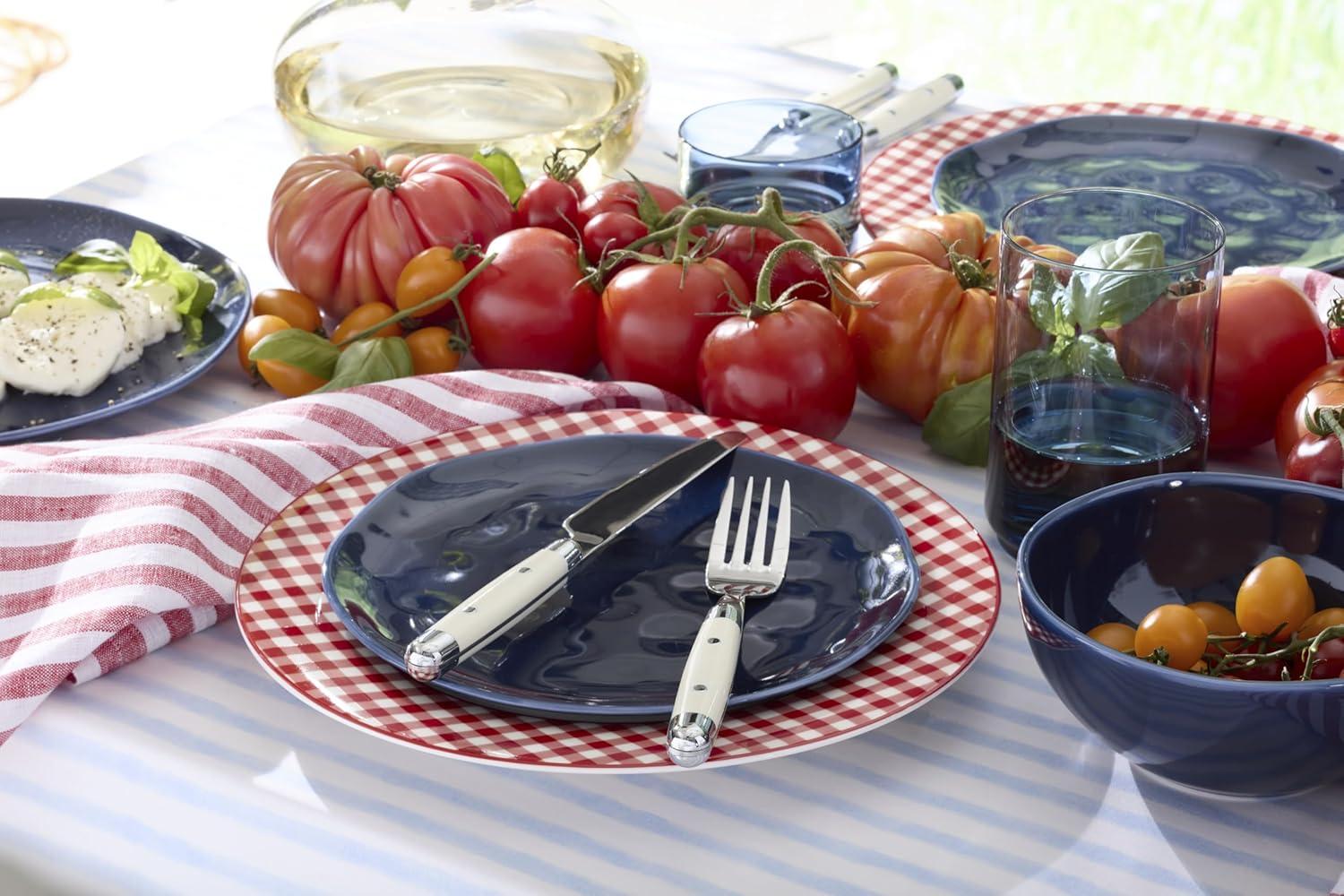 imageLenox Dinnerware Set Gingham Black Dinner Plates Service for 4 Porcelain Microwave amp Dishwasher Safe Halloween Dishes Bold Black Gingham Rims Halloween Decor Indoor BlackWhite 4 PiecesRed