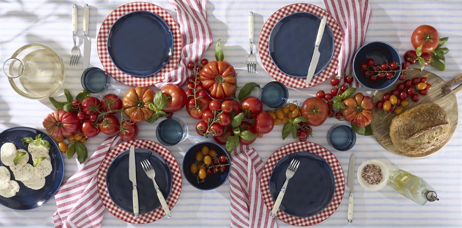 imageLenox Dinnerware Set Gingham Black Dinner Plates Service for 4 Porcelain Microwave amp Dishwasher Safe Halloween Dishes Bold Black Gingham Rims Halloween Decor Indoor BlackWhite 4 PiecesRed