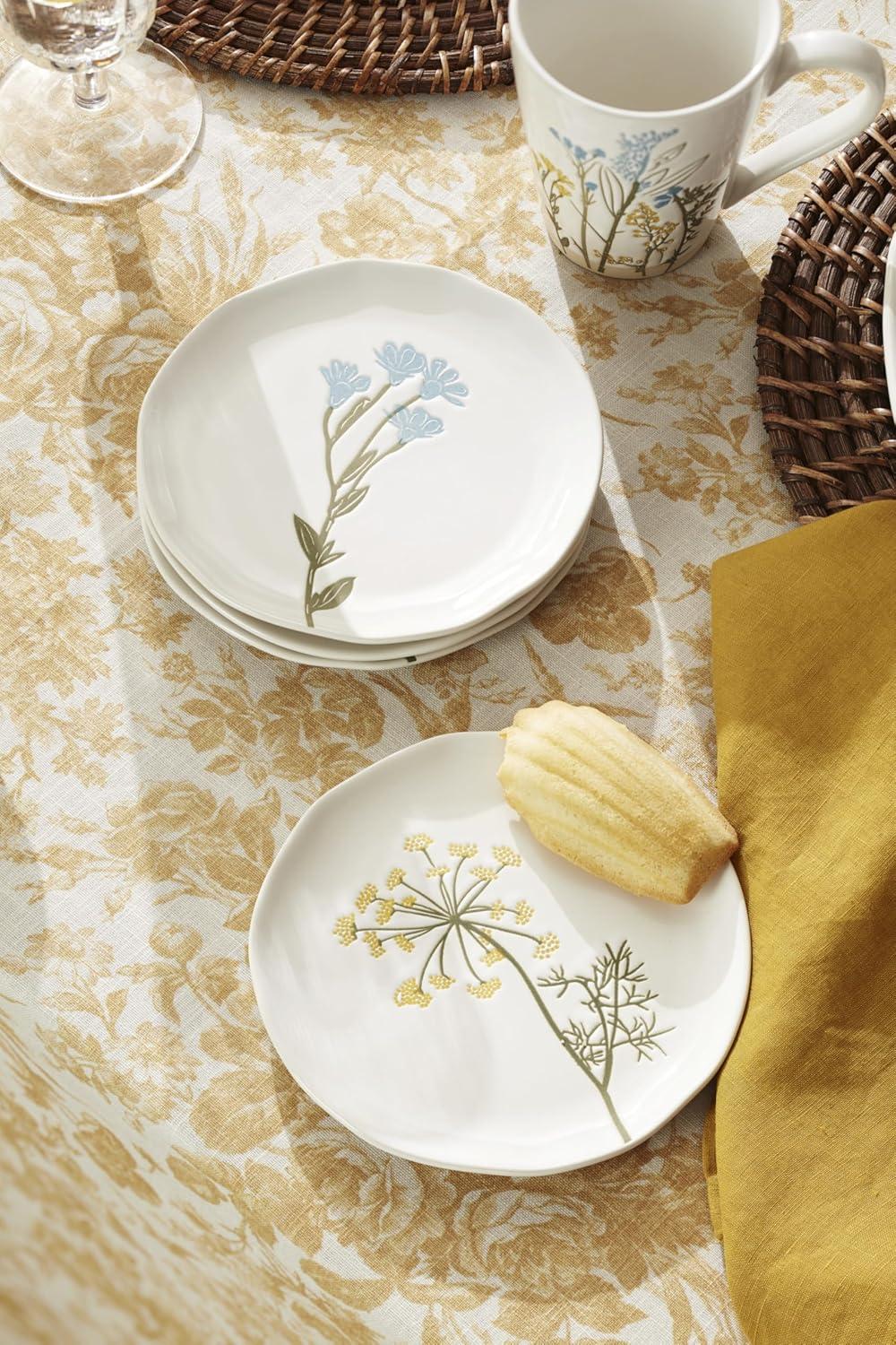 imageLenox Dinnerware Set Wildflowers Tidbit Appetizer Plates Set Of 4 Service For 4 Dessert Plates Small Plate 6 Inch Snack Plate Stoneware Dishwasher Safe 6Inch Diameter Assorted 4 Piece