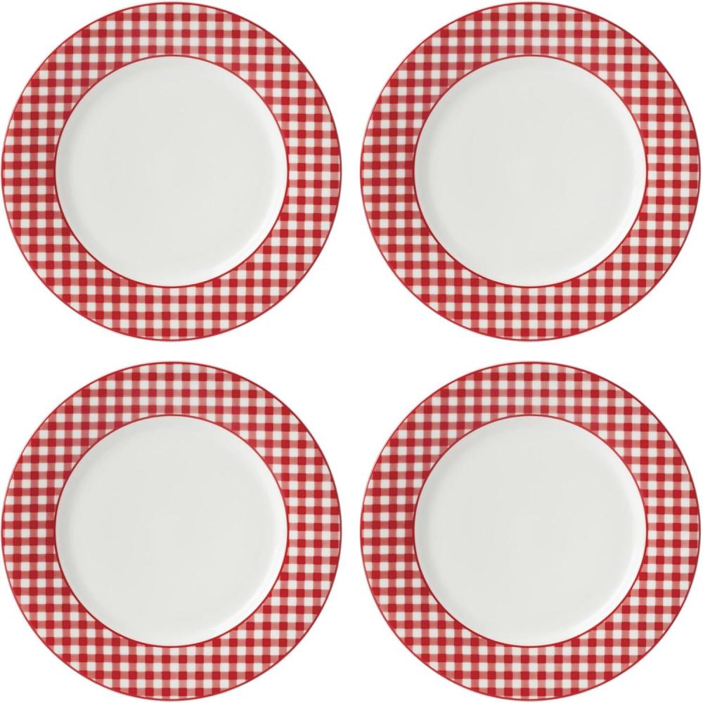 imageLenox Dinnerware Set Gingham Black Dinner Plates Service for 4 Porcelain Microwave amp Dishwasher Safe Halloween Dishes Bold Black Gingham Rims Halloween Decor Indoor BlackWhite 4 PiecesRed
