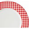 Lenox Dinnerware Set, Gingham Black Dinner Plates, Service for 4, Porcelain, Microwave & Dishwasher Safe, Halloween Dishes, Bold Black Gingham Rims, Halloween Decor Indoor (Black/White, 4 Pieces)(Red)