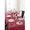 Lenox Dinnerware Set, Gingham Black Dinner Plates, Service for 4, Porcelain, Microwave & Dishwasher Safe, Halloween Dishes, Bold Black Gingham Rims, Halloween Decor Indoor (Black/White, 4 Pieces)(Red)