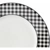 Lenox Dinnerware Set, Gingham Black Dinner Plates, Service for 4, Porcelain, Microwave & Dishwasher Safe, Halloween Dishes, Bold Black Gingham Rims, Halloween Decor Indoor (Black/White, 4 Pieces)(Black)