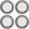 Lenox Dinnerware Set, Gingham Black Dinner Plates, Service for 4, Porcelain, Microwave & Dishwasher Safe, Halloween Dishes, Bold Black Gingham Rims, Halloween Decor Indoor (Black/White, 4 Pieces)(Black)