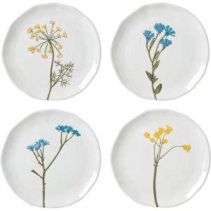 Lenox Dinnerware Set, Wildflowers Tidbit Appetizer Plates Set Of 4, Service For 4, Dessert Plates, Small Plate 6 Inch, Snack Plate, Stoneware, Dishwasher Safe, 6-Inch Diameter (Assorted, 4 Piece)