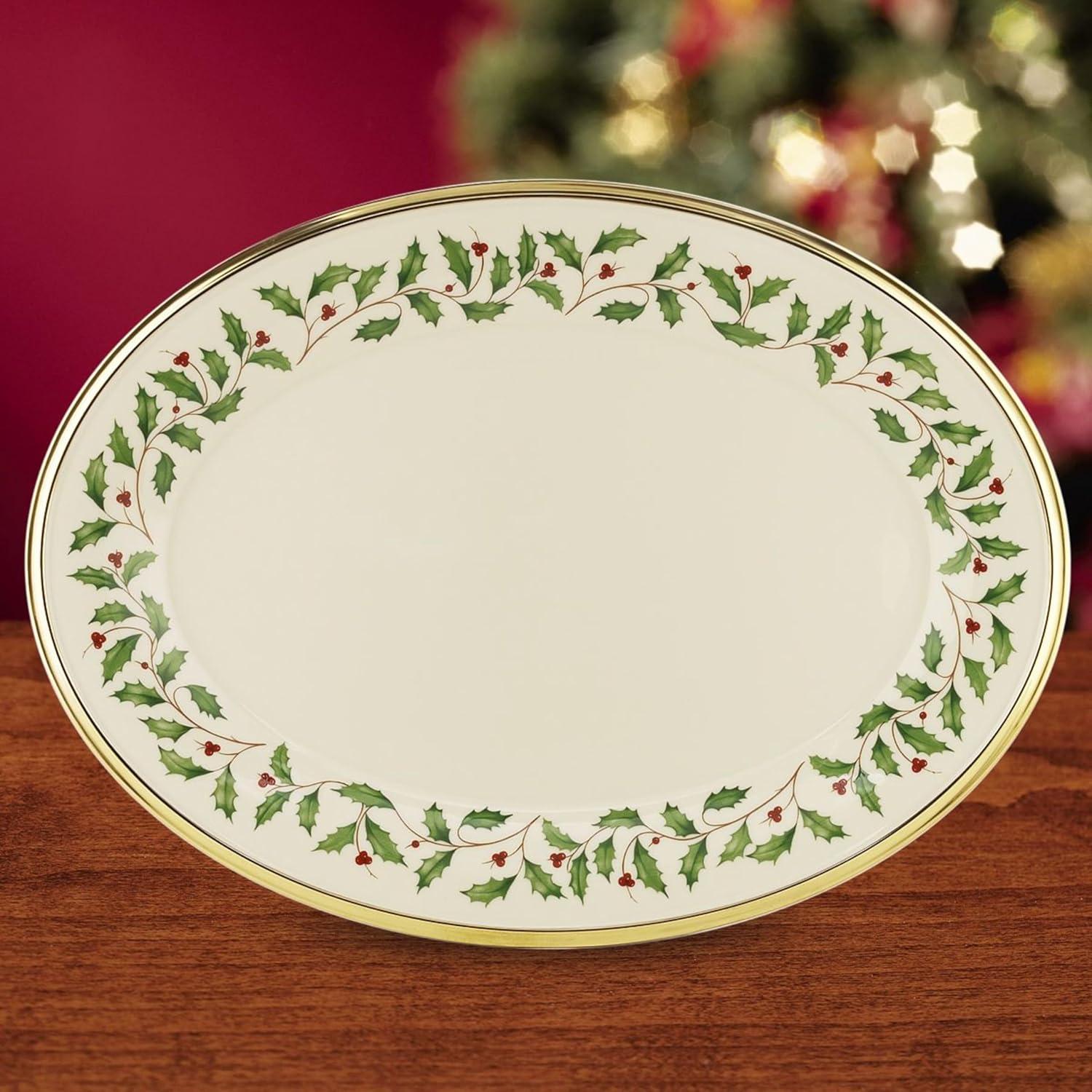 imageLenox 870004 Hosting The Holidays Napkin Holder ChristmasOval Platter