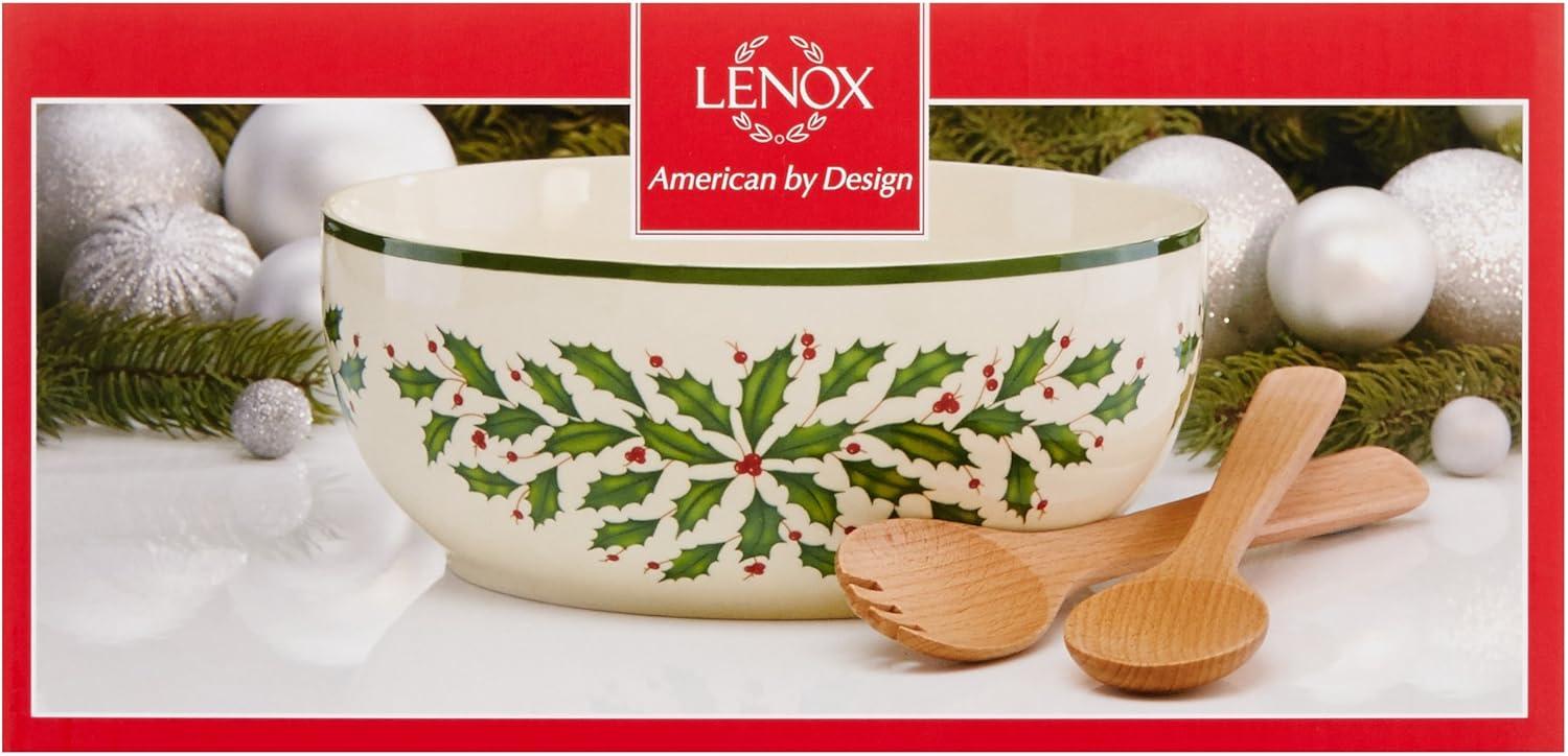 imageLenox 870004 Hosting The Holidays Napkin Holder ChristmasSalad Bowl with Servers