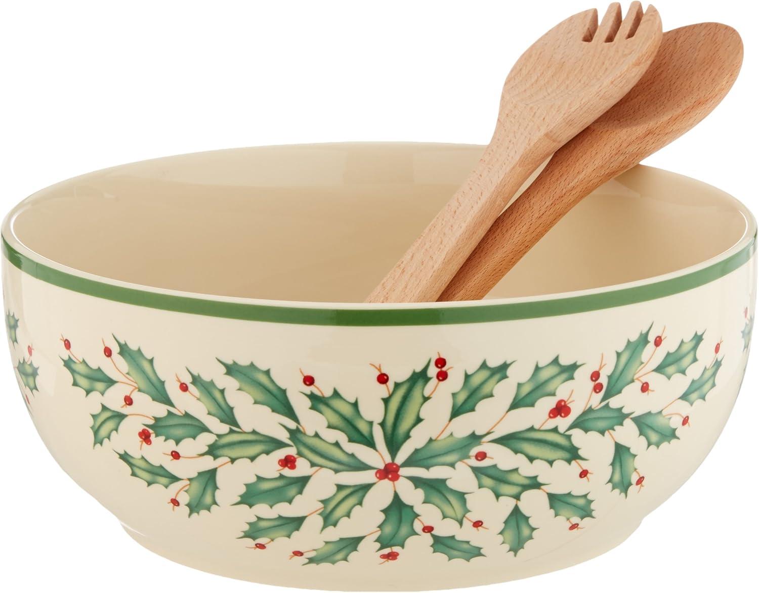 imageLenox 870004 Hosting The Holidays Napkin Holder ChristmasSalad Bowl with Servers