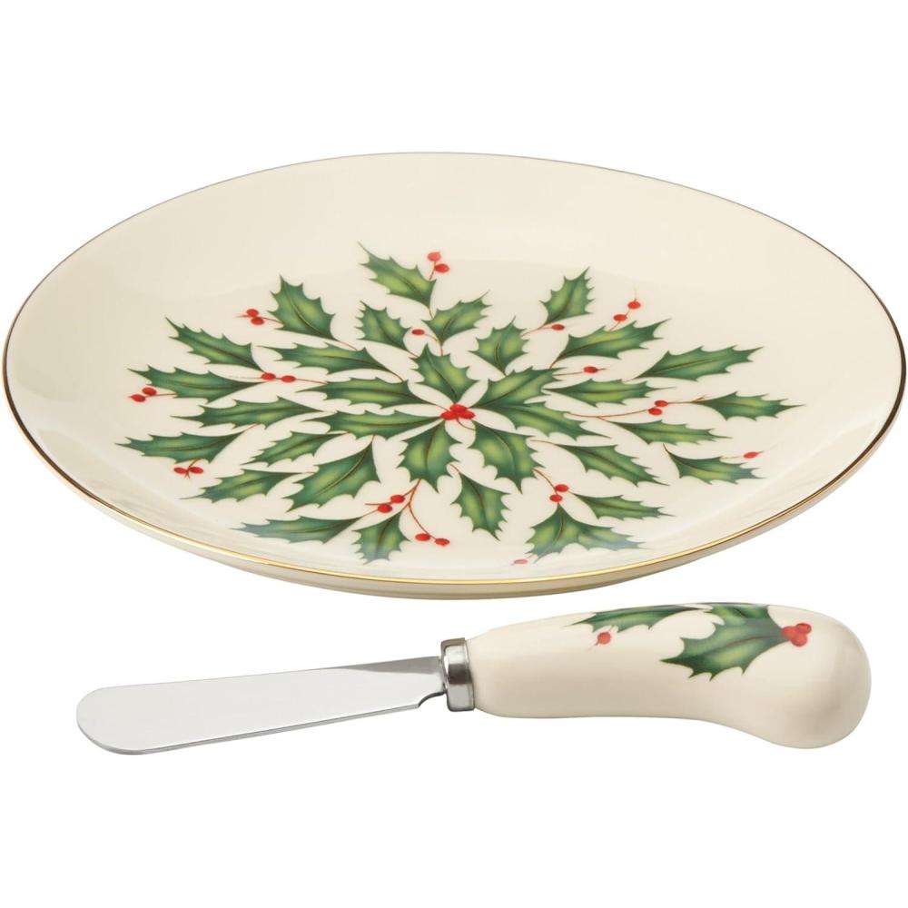 imageLenox 870004 Hosting The Holidays Napkin Holder ChristmasCheese Plate with Knife