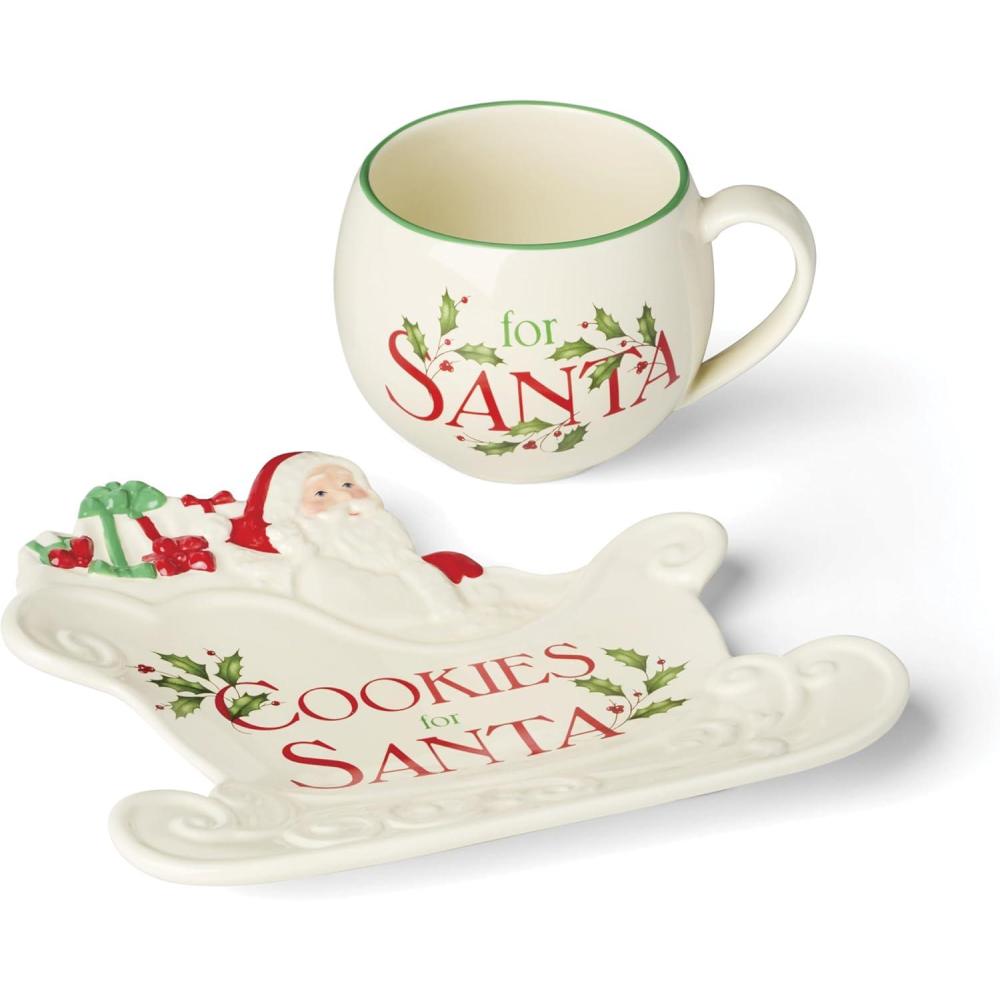 imageLenox 870004 Hosting The Holidays Napkin Holder ChristmasSanta Cookies Milk Set