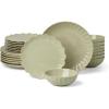 Lenox Stoneware Dinnerware Sets For 8, French Perle Scallop Matcha 24-Piece Dinnerware Set, Service For 8, Dishwasher Safe Ceramic Plates, Stoneware Dinner Plates and Bowls Sets (Green, 24 Piece)