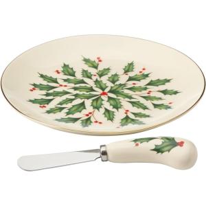 Lenox 870004 Hosting The Holidays Napkin Holder, Christmas(Cheese Plate with Knife)