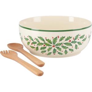 Lenox 870004 Hosting The Holidays Napkin Holder, Christmas(Salad Bowl with Servers)