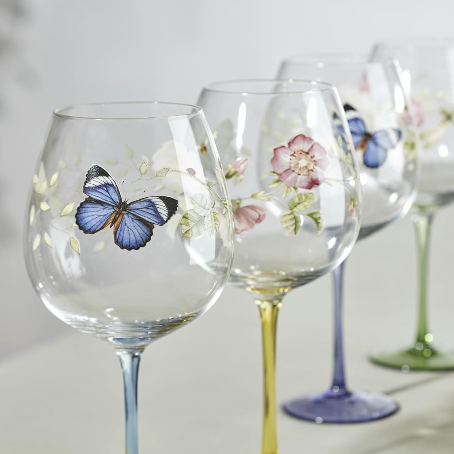 imageLenox 899817 Butterfly Meadow Balloon Wine Glasses Set Of 4 Assorted