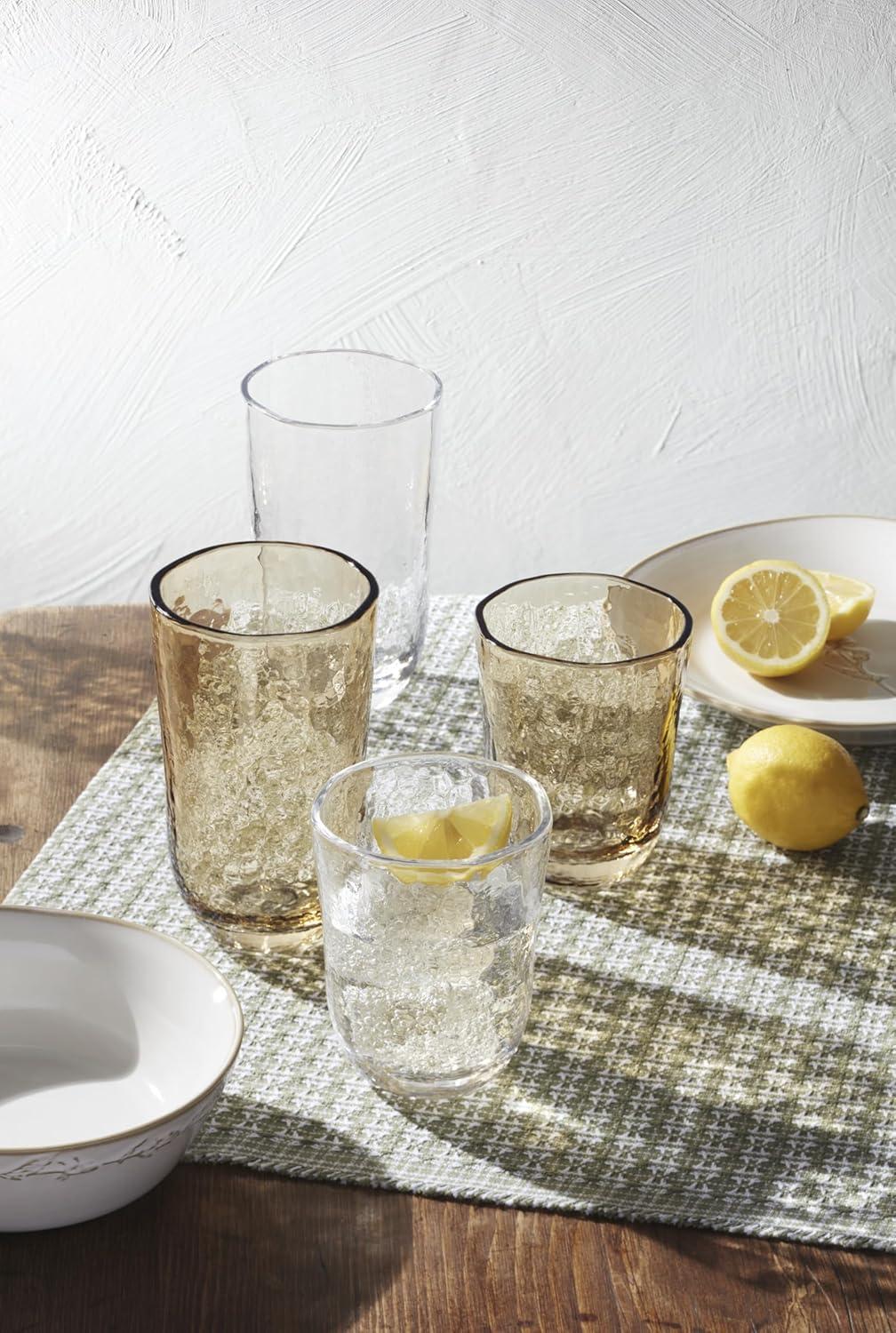 imageLenox Drinkware Homespun Amber Tall Tumbler Set of 4 Glass Material Dishwasher Safe Glassware Drinking Glasses Set Home Kitchen and Dining Tumbler Cup Sets Amber 4 Pieces 20 Ounce Capacity