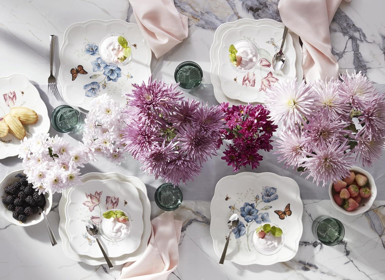 imageLenox Porcelain Dinnerware Sets For 6 Lenox Butterfly Meadow Collection Square 18Piece Dinnerware Set Service For 6 Kitchen and Dining Round Bowls Square Dinner Plates and Bowls Sets 18 Piece
