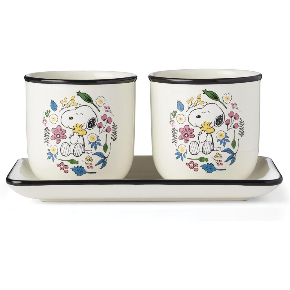 imageLenox 898924 Chef Snoopy 3Piece Herb Pot amp Tray Set