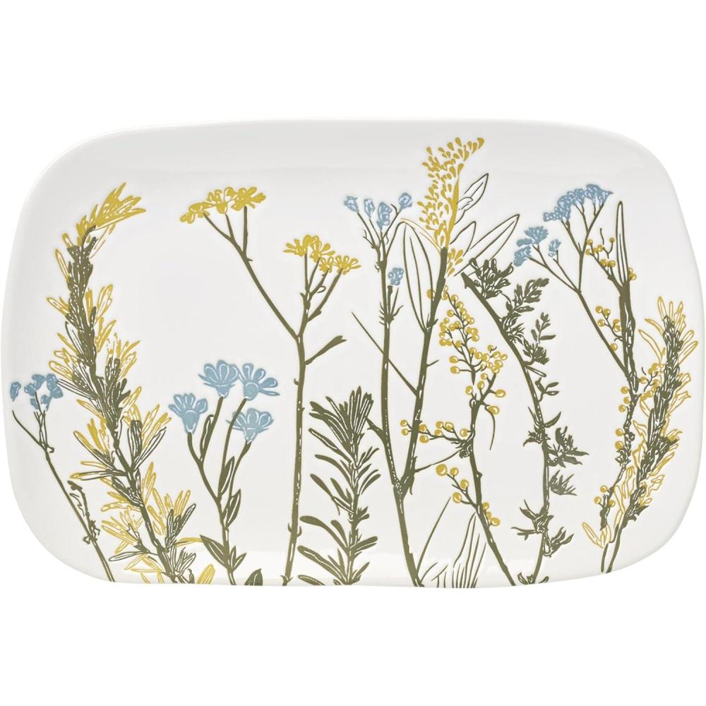 imageLenox Home And Kitchen Wildflowers Hors dOeuvres Tray Stoneware Material Serving Tray Dishwasher amp Microwave Safe Table Decor Wild Flower Design Serving PlatterWhite 1 Piece 11 Inch Length