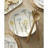 Lenox Dinnerware Set, Wildflowers Salad Bowl with Servers Set, Service For 1, Dishwasher and Microwave Safe, Stoneware Material, Wooden Servers, Mixing Bowl, Kitchen and Dining (White, 3 Pieces)