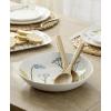 Lenox Dinnerware Set, Wildflowers Salad Bowl with Servers Set, Service For 1, Dishwasher and Microwave Safe, Stoneware Material, Wooden Servers, Mixing Bowl, Kitchen and Dining (White, 3 Pieces)