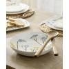 Lenox Dinnerware Set, Wildflowers Salad Bowl with Servers Set, Service For 1, Dishwasher and Microwave Safe, Stoneware Material, Wooden Servers, Mixing Bowl, Kitchen and Dining (White, 3 Pieces)