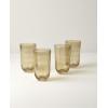 Lenox Drinkware, Homespun Amber Tall Tumbler, Set of 4, Glass Material, Dishwasher Safe, Glassware Drinking Glasses Set, Home, Kitchen and Dining, Tumbler Cup Sets (Amber, 4 Pieces, 20 Ounce Capacity)