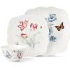 Lenox Porcelain Dinnerware Sets For 6, Lenox Butterfly Meadow Collection Square 18-Piece Dinnerware Set, Service For 6, Kitchen and Dining, Round Bowls, Square Dinner Plates and Bowls Sets (18 Piece)