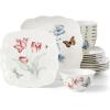 Lenox Porcelain Dinnerware Sets For 6, Lenox Butterfly Meadow Collection Square 18-Piece Dinnerware Set, Service For 6, Kitchen and Dining, Round Bowls, Square Dinner Plates and Bowls Sets (18 Piece)