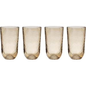 Lenox Drinkware, Homespun Amber Tall Tumbler, Set of 4, Glass Material, Dishwasher Safe, Glassware Drinking Glasses Set, Home, Kitchen and Dining, Tumbler Cup Sets (Amber, 4 Pieces, 20 Ounce Capacity)